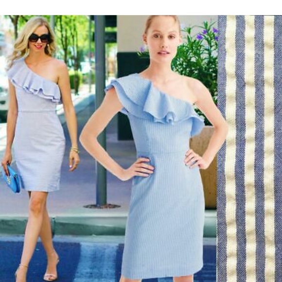 j crew one shoulder ruffle dress